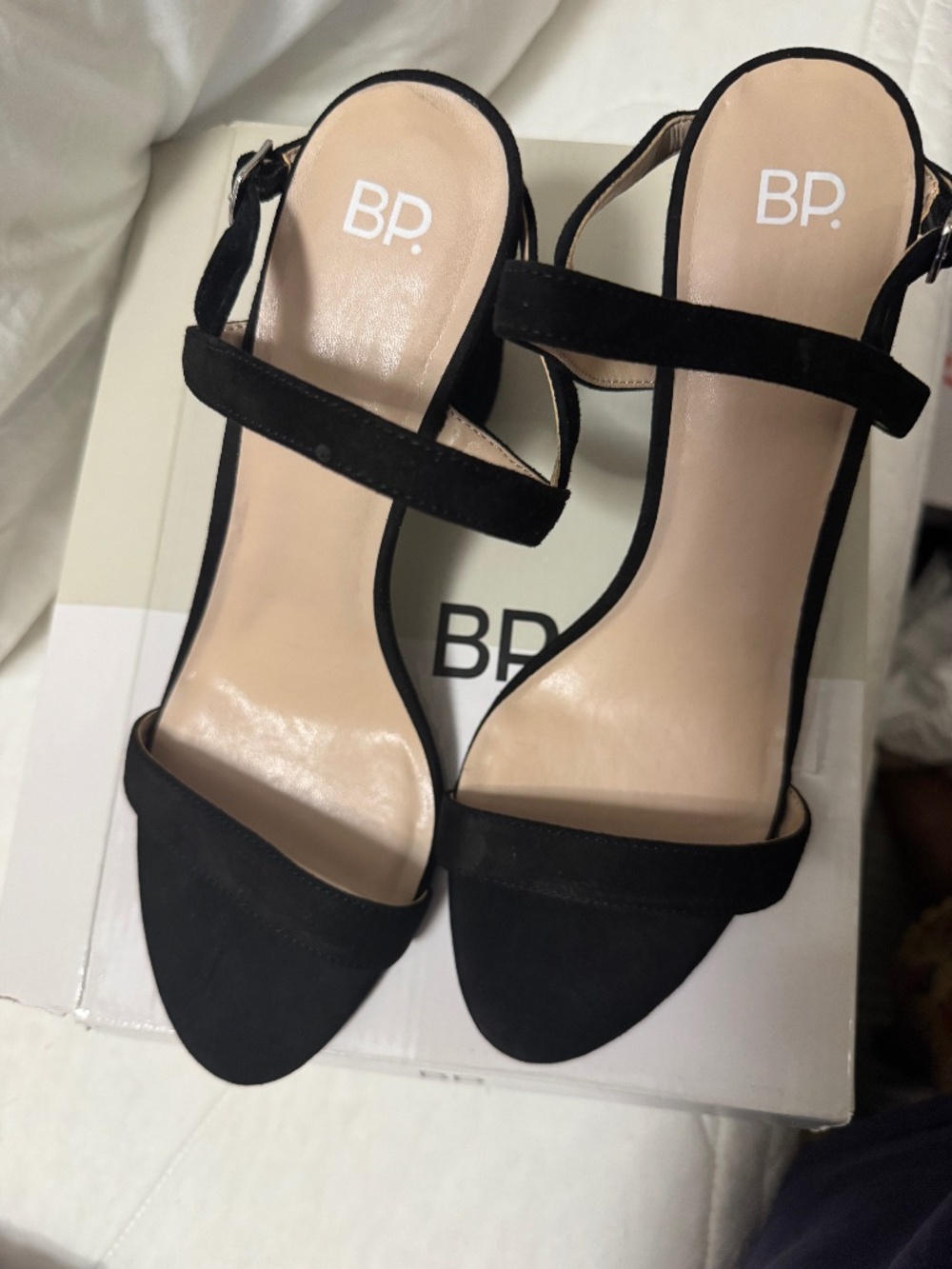 BP. Lula-Lea Black Suede Ankle Strap Heels Women’s Size 11 New With Tags